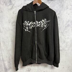 Human Vices Hoodie Sweatshirt Mens XL 25.5x27 Black Grunge Streetwear